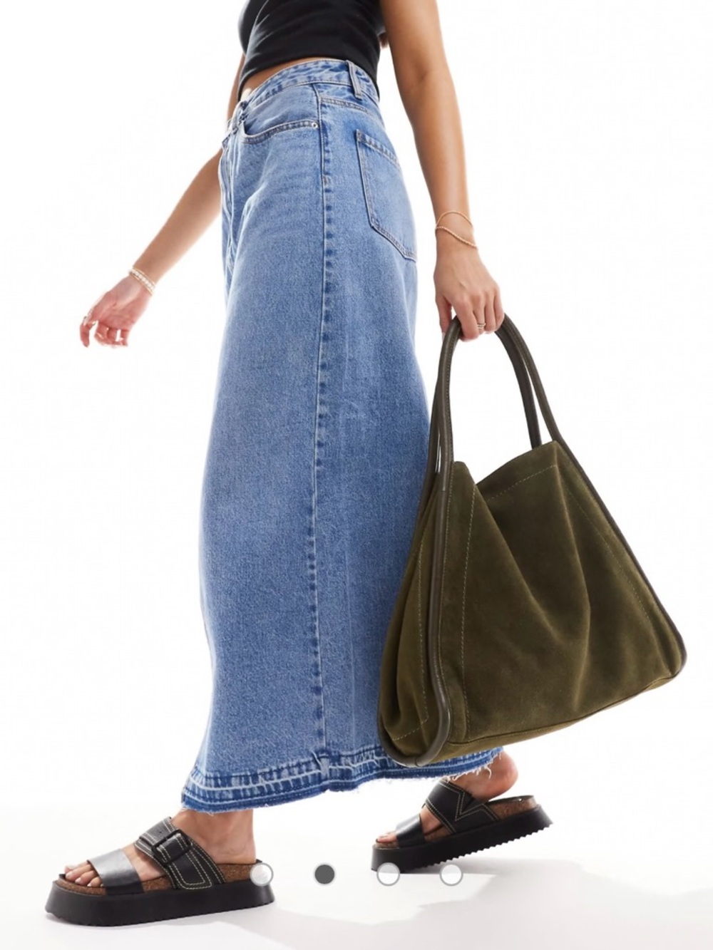 ASOS DESIGN suede tubular tote bag in forest green